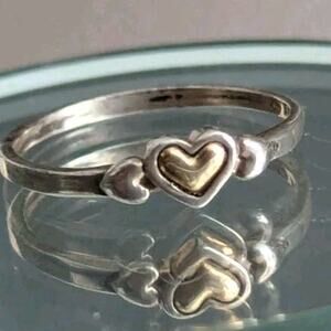 Sterling Silver 14k Gold True Heart Ring Dainty Women Love Petite Sz 5 Vtg